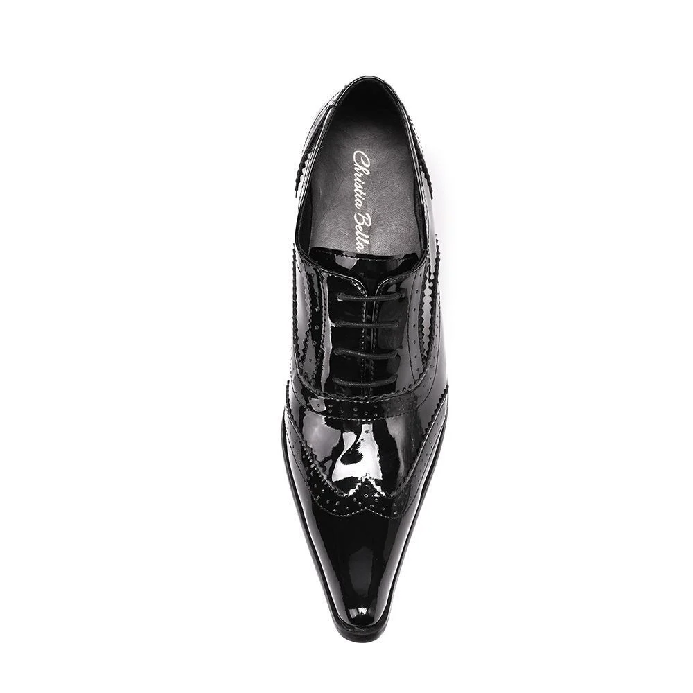 Christia Bella High Heel Dress Shoes - Rock Punk Fashion Genuine Leather Business Style Nightclub Shoes - Image 5