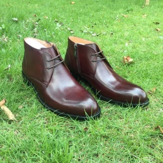 Round Plain Toe 100% Genuine Leather Boot Leather Outsole Goodyear Welted Bespoke Leather Boot Handmade Men's Martin Boot