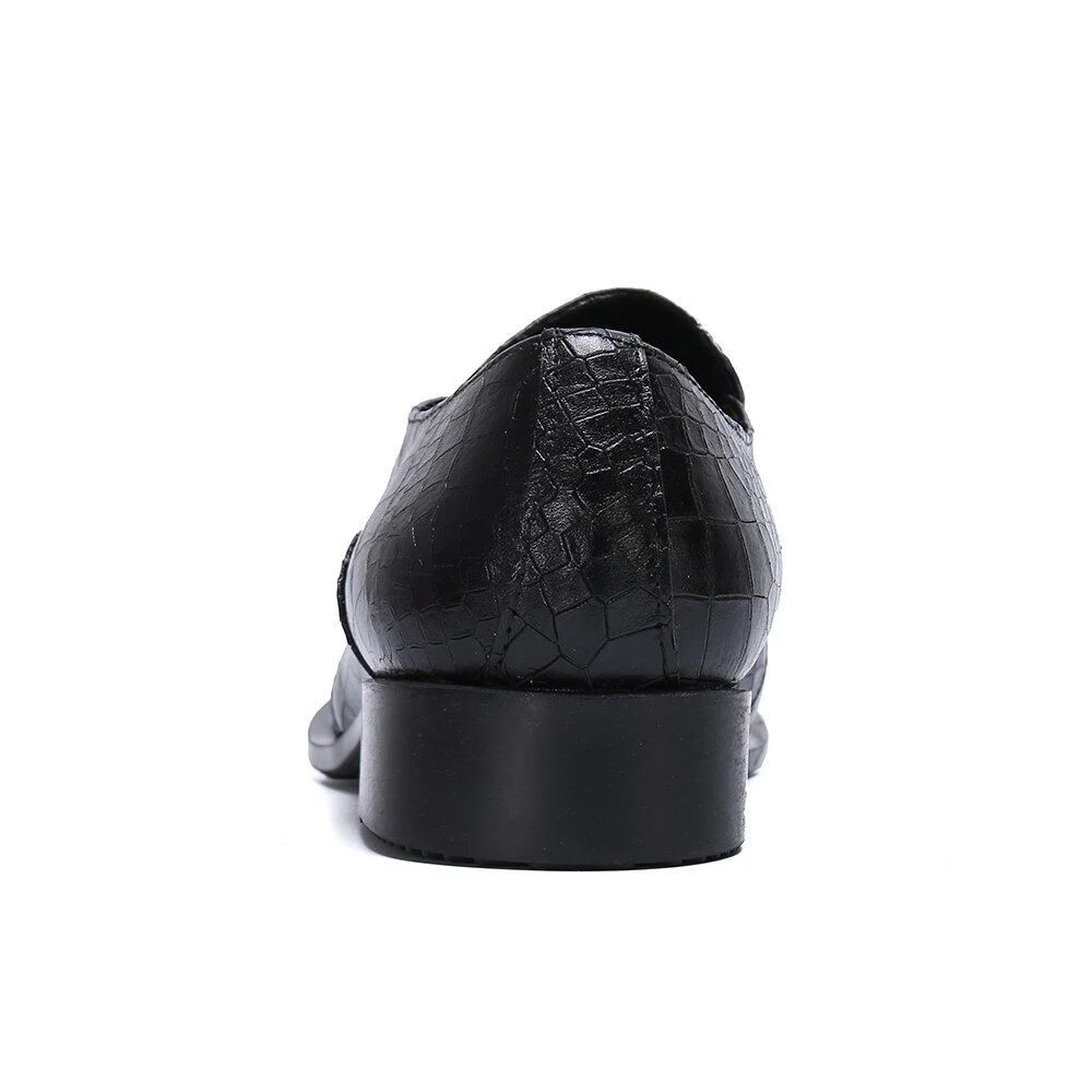 Christia Bella Fashion Chain Genuine Leather Men Business Shoes - Slip-On Metal Pointed Toe Formal Dress Shoes - Image 6
