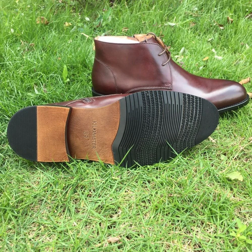 Round Plain Toe 100% Genuine Leather Boot Leather Outsole Goodyear Welted Bespoke Leather Boot Handmade Men's Martin Boot - Image 5