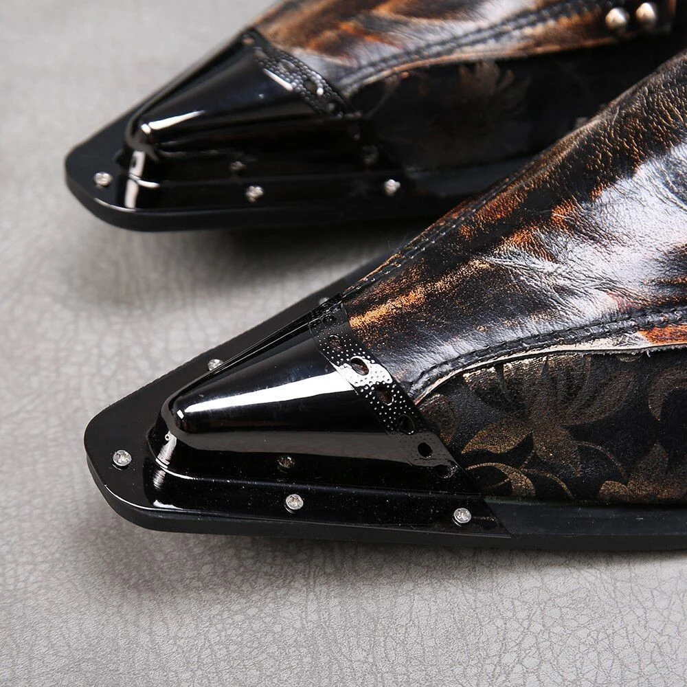 Christia Bella New Fashion Rivet Genuine Leather Men’s Business Shoes - Plus Size Slip-On Metal Pointed Toe Formal Dress Shoes - Image 6