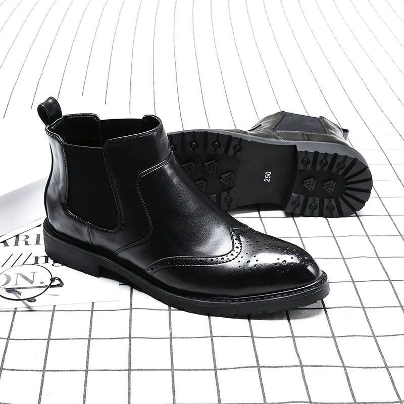 Misalwa Chelsea Boots for Men - PU Leather Brogue Ankle Boots - Image 6