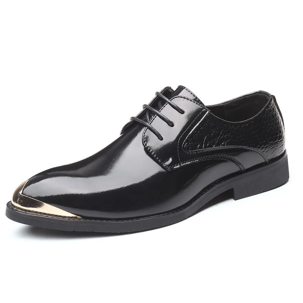Fashion Metal Pointed Toe Business Shoes - Wedding Patent Leather Oxford Shoes for Men - Image 2