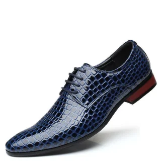 Men's Top-Quality Split Leather Dress Shoes – Black, Red, Blue Lace-Up Oxfords