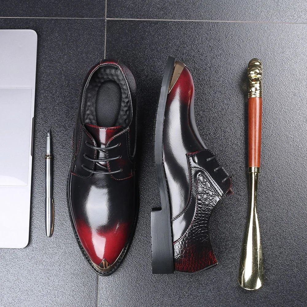 Fashion Metal Pointed Toe Business Shoes - Wedding Patent Leather Oxford Shoes for Men - Image 9