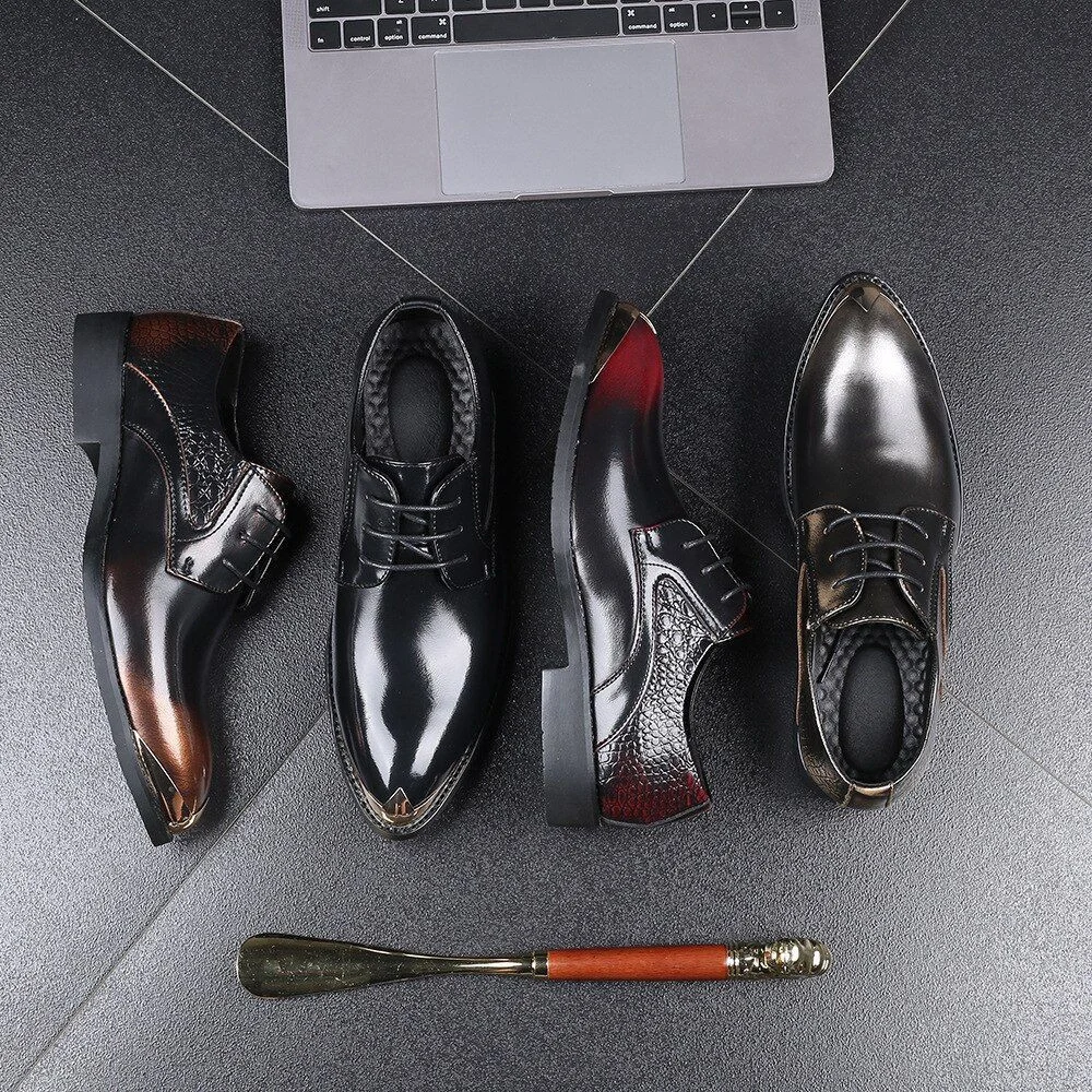 Fashion Metal Pointed Toe Business Shoes - Wedding Patent Leather Oxford Shoes for Men - Image 8