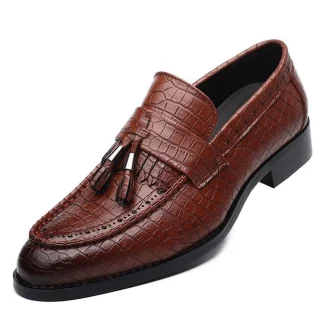 Misalwa Fashion Crocodile Pattern Oxford Shoes - Tassel Leather Flats for Grooms and Best Men