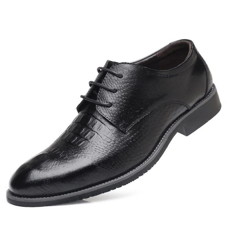 Misalwa Big Size Crocodile Pattern Men’s Dress Shoes - Red and Yellow Formal Wedding Shoes