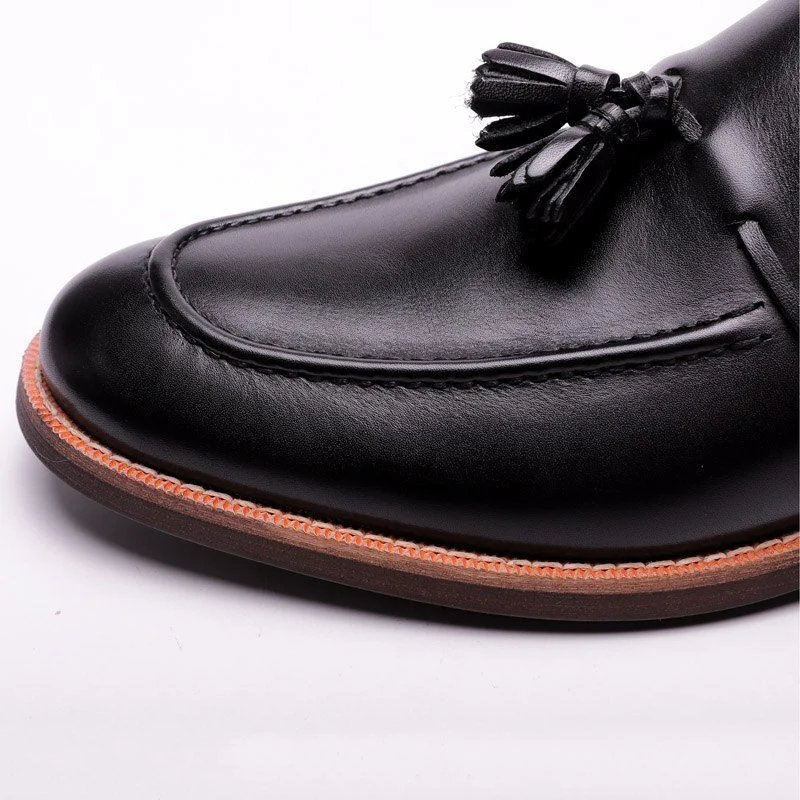 Men’s Street Fashion Genuine Leather Tassel Loafers - Formal Shoes for Party, Wedding, and Business Casual Wear - Image 3