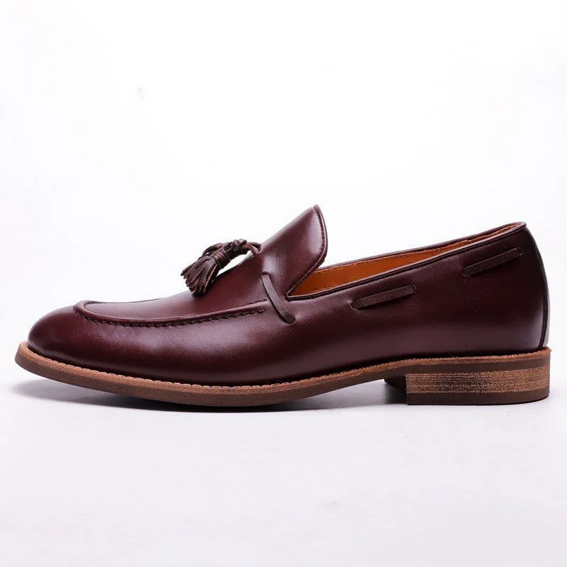 Men’s Street Fashion Genuine Leather Tassel Loafers - Formal Shoes for Party, Wedding, and Business Casual Wear - Image 7