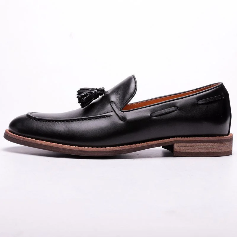 Men’s Street Fashion Genuine Leather Tassel Loafers - Formal Shoes for Party, Wedding, and Business Casual Wear - Image 2
