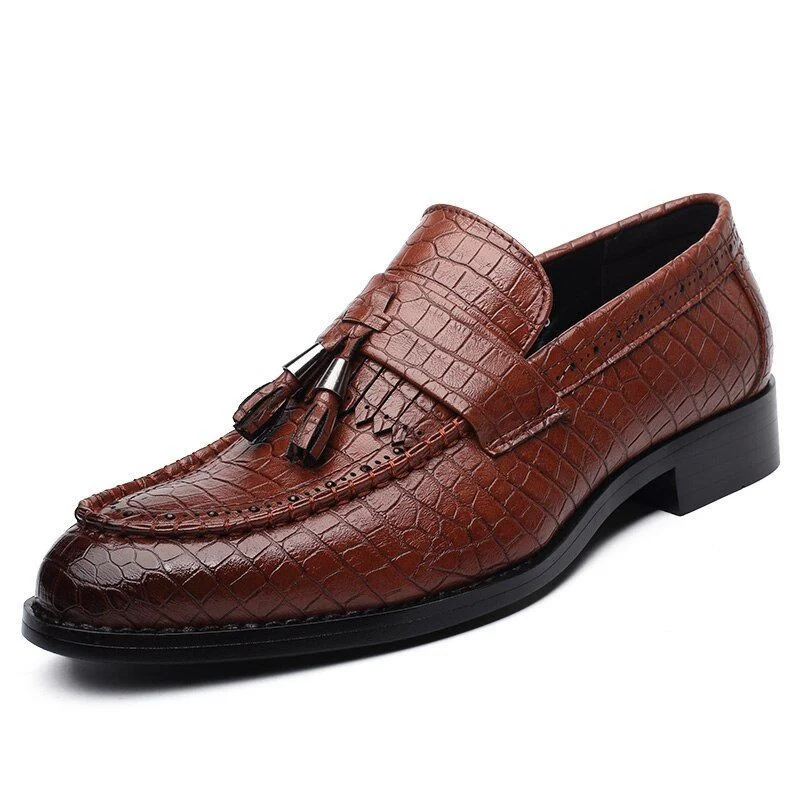 Misalwa Fashion Crocodile Pattern Oxford Shoes - Tassel Leather Flats for Grooms and Best Men - Image 2