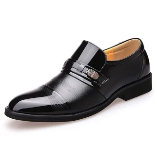 Classic Pointed Toe Oxford Flats - Formal Dress Shoes for Men in Black and Brown