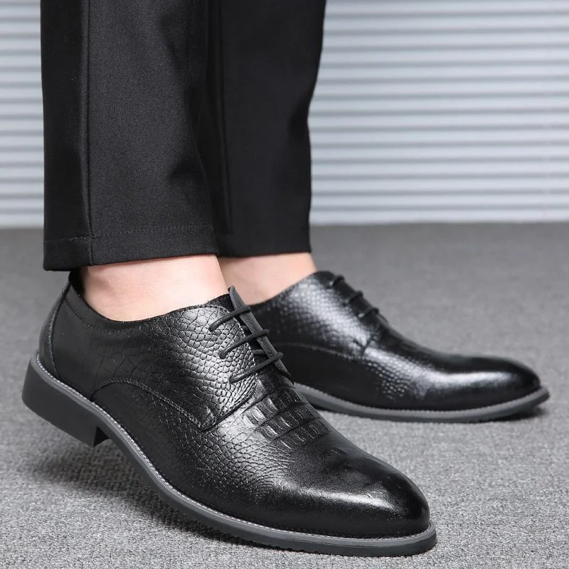 Misalwa Big Size Crocodile Pattern Men’s Dress Shoes - Red and Yellow Formal Wedding Shoes - Image 7