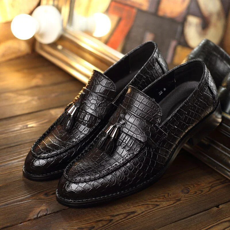 Misalwa Fashion Crocodile Pattern Oxford Shoes - Tassel Leather Flats for Grooms and Best Men - Image 7
