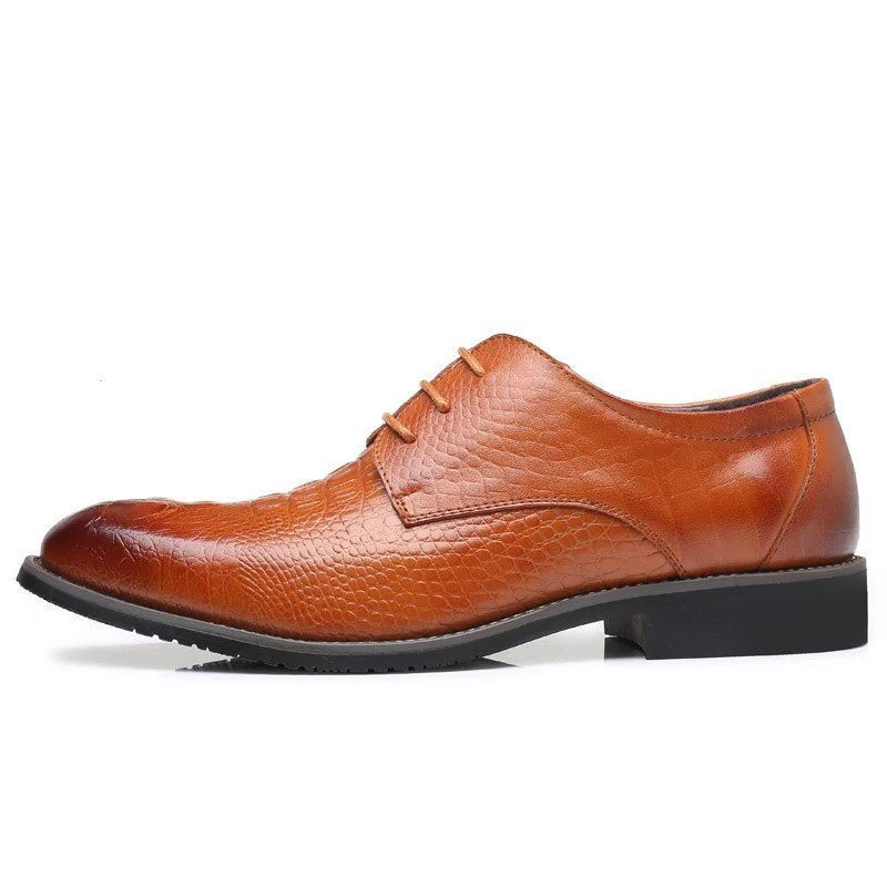 Misalwa Big Size Crocodile Pattern Men’s Dress Shoes - Red and Yellow Formal Wedding Shoes - Image 3