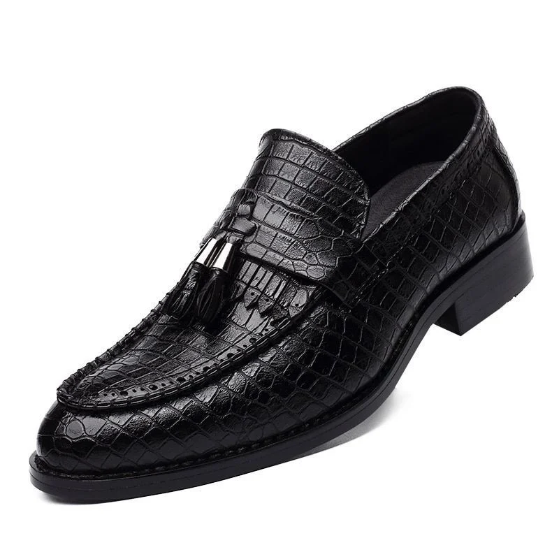 Misalwa Fashion Crocodile Pattern Oxford Shoes - Tassel Leather Flats for Grooms and Best Men - Image 3