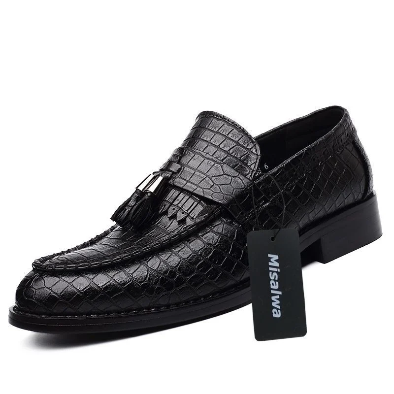 Misalwa Fashion Crocodile Pattern Oxford Shoes - Tassel Leather Flats for Grooms and Best Men - Image 4
