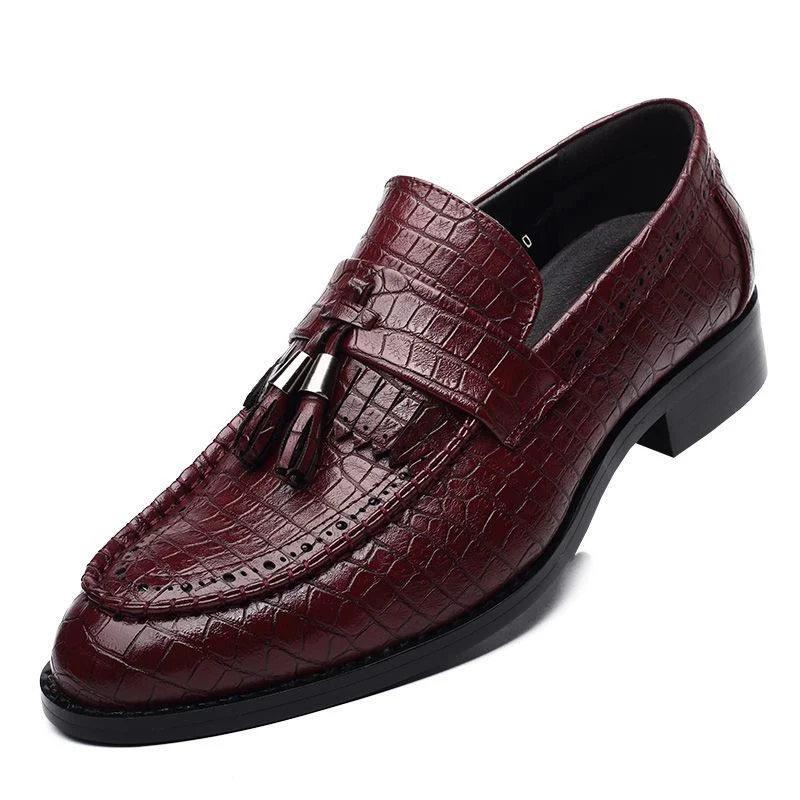 Misalwa Fashion Crocodile Pattern Oxford Shoes - Tassel Leather Flats for Grooms and Best Men - Image 5