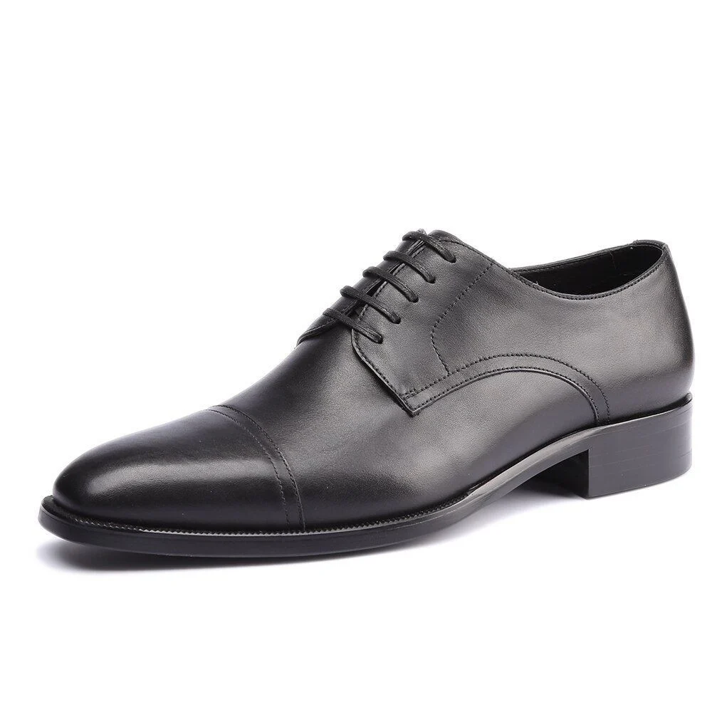 Luxury Handmade Genuine Leather Derby Shoes - Vintage Retro Dress Shoes for Men - Image 3