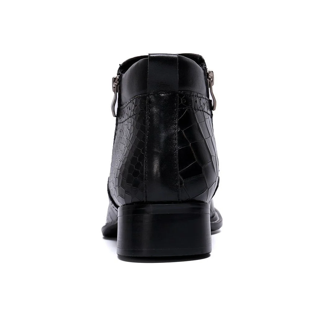 Christia Bella Winter Embroidery Genuine Leather Boots - Fashion Casual Ankle Boots for Men - Image 4
