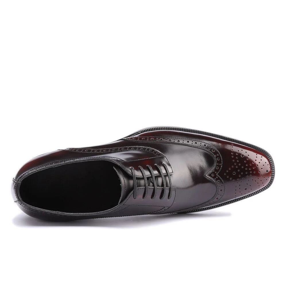 Men's Luxury Handmade Genuine Leather Derby Shoes - Vintage Retro Office, Wedding, and Formal Dress Shoes - Image 3