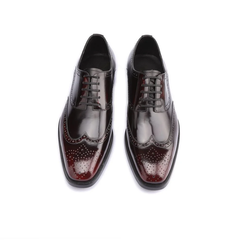 Men's Luxury Handmade Genuine Leather Derby Shoes - Vintage Retro Office, Wedding, and Formal Dress Shoes - Image 2