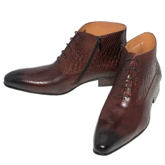 Men's Luxury Leather Dress Boots - Lace-Up and Zip Ankle Pointed Toe Oxfords in Black and Brown