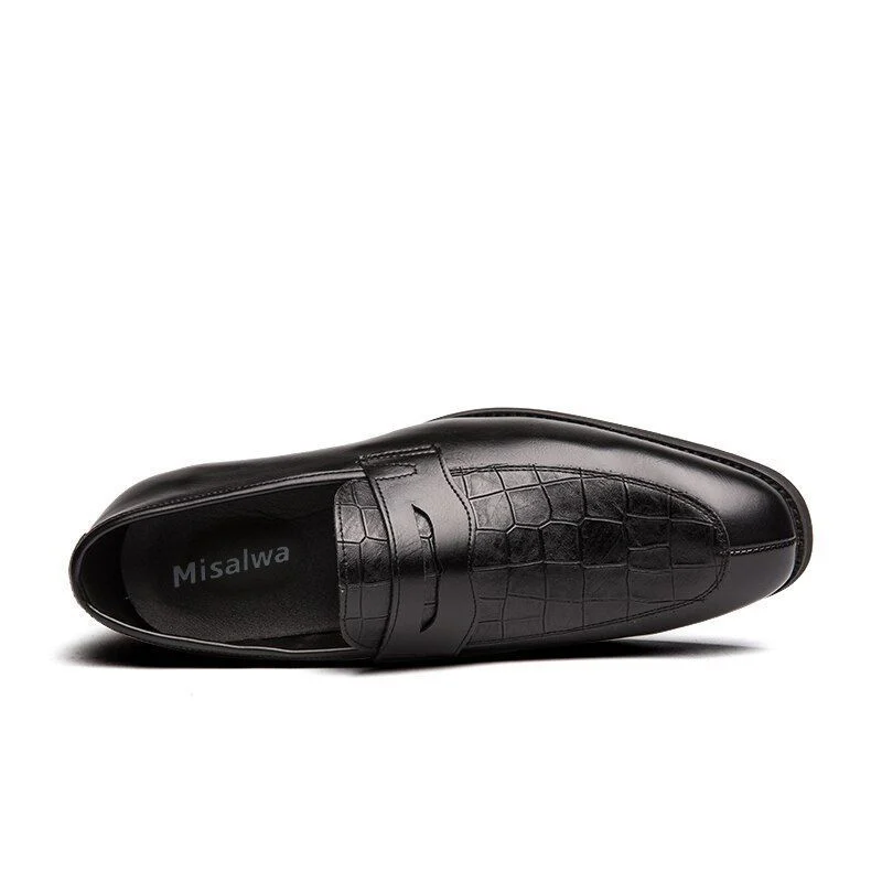 Misalwa British Italian Leather Slip-On Dress Shoes - Purple and Green Plus Size Formal Footwear for Gentlemen - Image 5