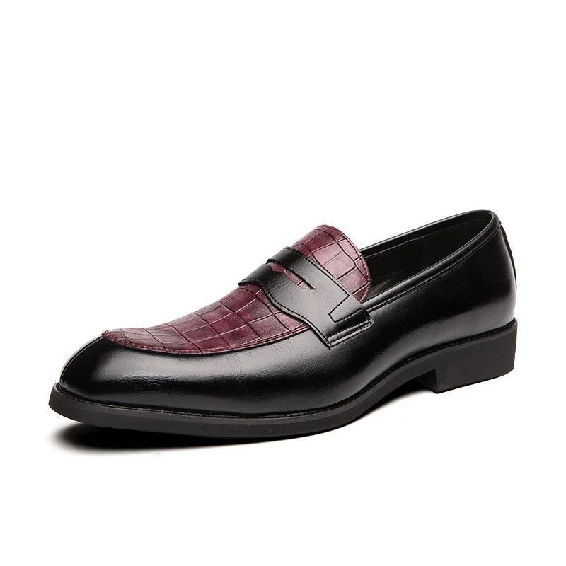 Misalwa British Italian Leather Slip-On Dress Shoes - Purple and Green Plus Size Formal Footwear for Gentlemen - Image 3