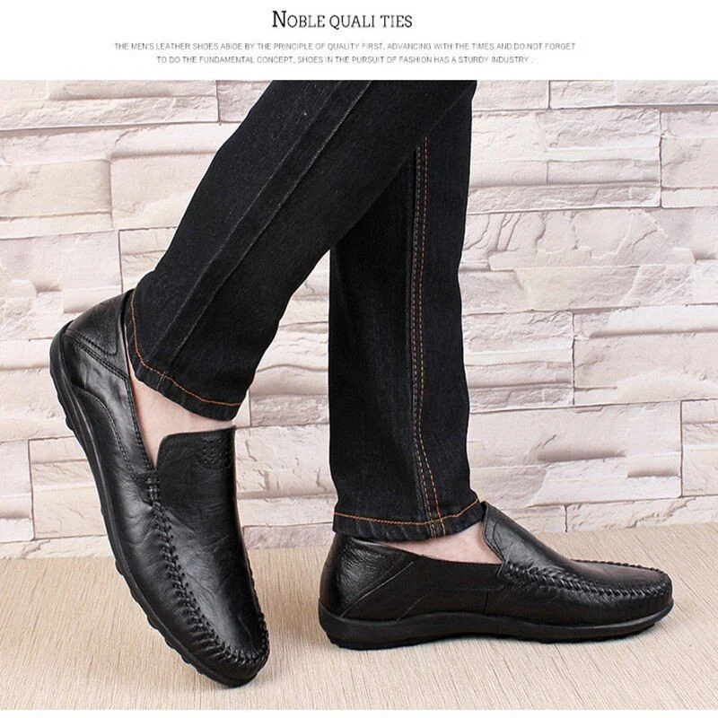 Merkmak Genuine Leather Fur-Lined Slip-On Shoes - Warm and Comfortable Men’s Casual Flats for Spring and Winter - Image 19