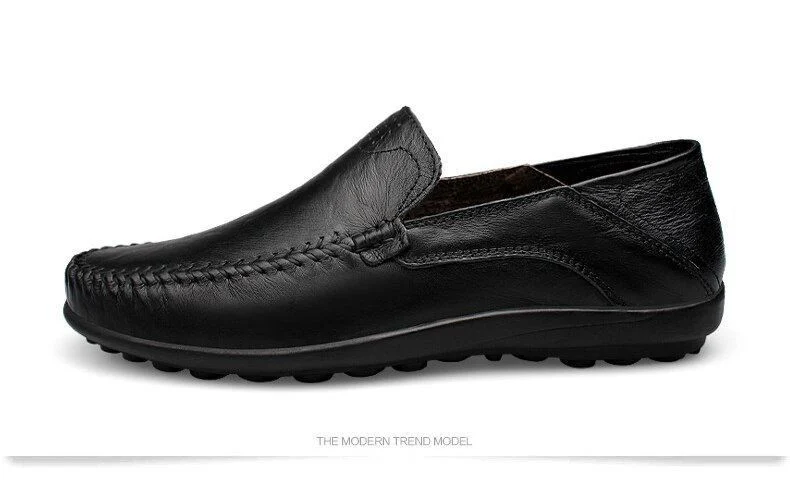 Merkmak Genuine Leather Fur-Lined Slip-On Shoes - Warm and Comfortable Men’s Casual Flats for Spring and Winter - Image 10
