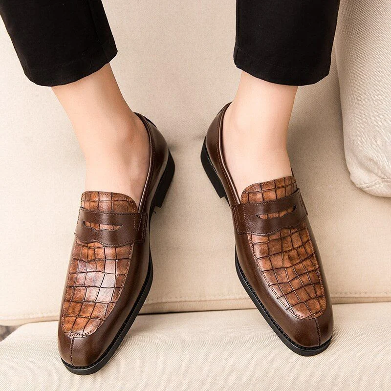 Misalwa British Italian Leather Slip-On Dress Shoes - Purple and Green Plus Size Formal Footwear for Gentlemen - Image 6