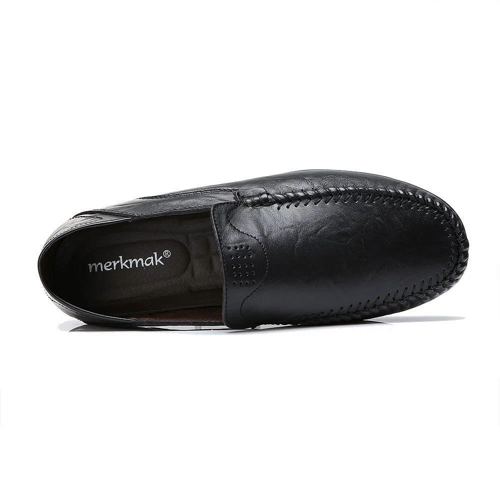 Merkmak Genuine Leather Fur-Lined Slip-On Shoes - Warm and Comfortable Men’s Casual Flats for Spring and Winter - Image 12