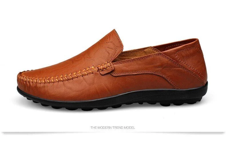 Merkmak Genuine Leather Fur-Lined Slip-On Shoes - Warm and Comfortable Men’s Casual Flats for Spring and Winter - Image 3