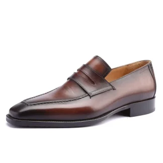 Men’s Luxury Genuine Leather Loafers - Vintage Retro Fashion for Formal, Business, and Wedding Occasions
