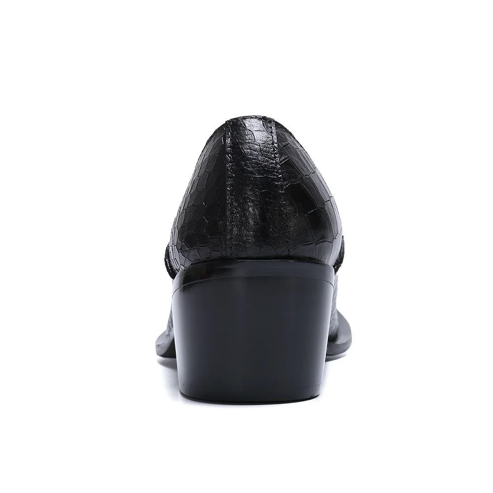 Christia Bella Fashion Chain Genuine Leather Men’s Business Shoes - Large Size Slip-On Metal Pointed Toe Formal Dress Shoes - Image 5