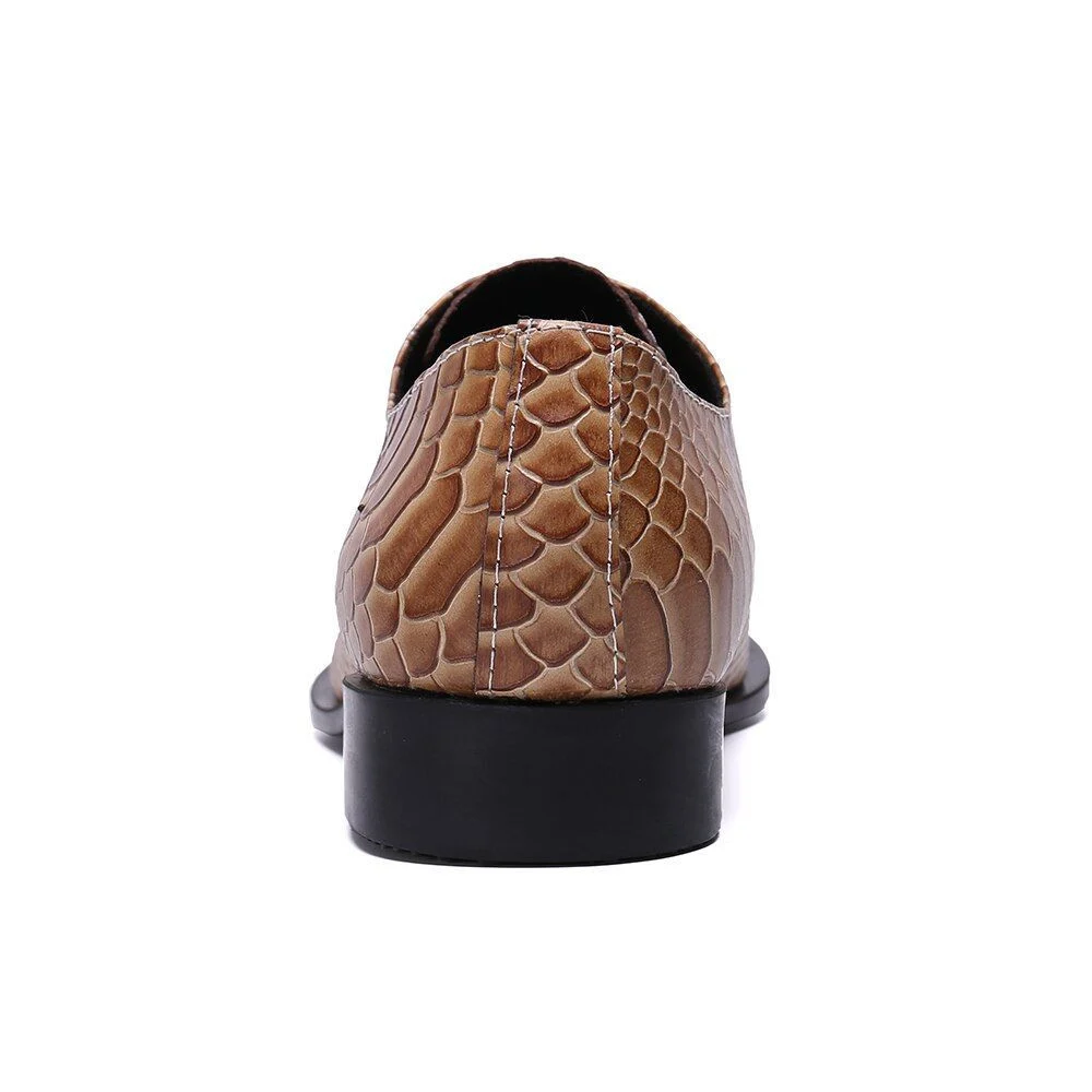 Christia Bella Fashion Men’s Snake Skin Oxford Shoes - Large Size Metal Pointed Toe Formal Business Shoes - Image 5