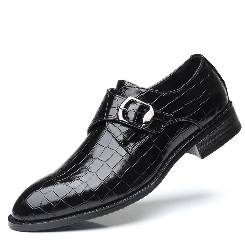 Men's Vintage Handmade Leather Monk Strap Dress Shoes - British Brogue Style Wedding Formal Shoes