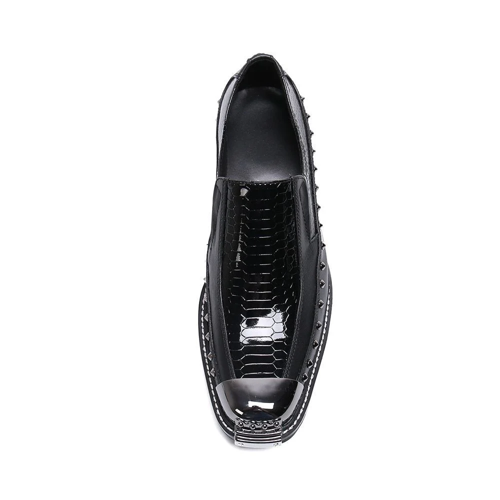 Snake Pattern Genuine Leather Men's Business Loafer Shoes - Image 4