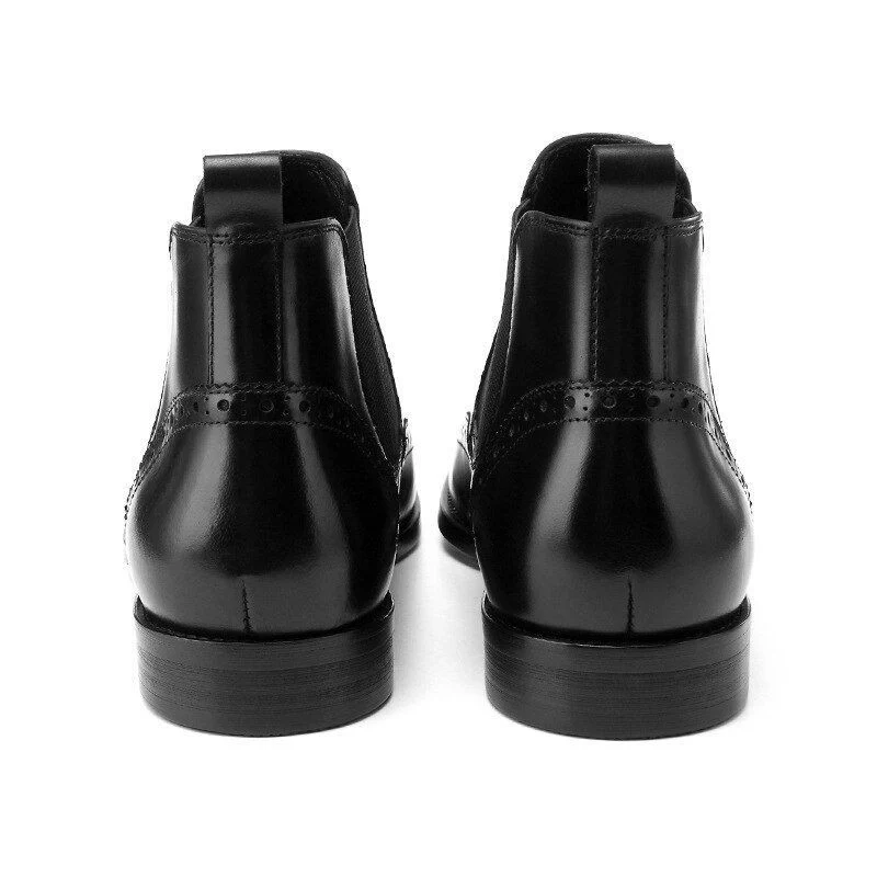 New Arrival Men's Chelsea Short Boots - Genuine Leather Retro Brogue High-Quality Handmade Business Shoes - Image 6