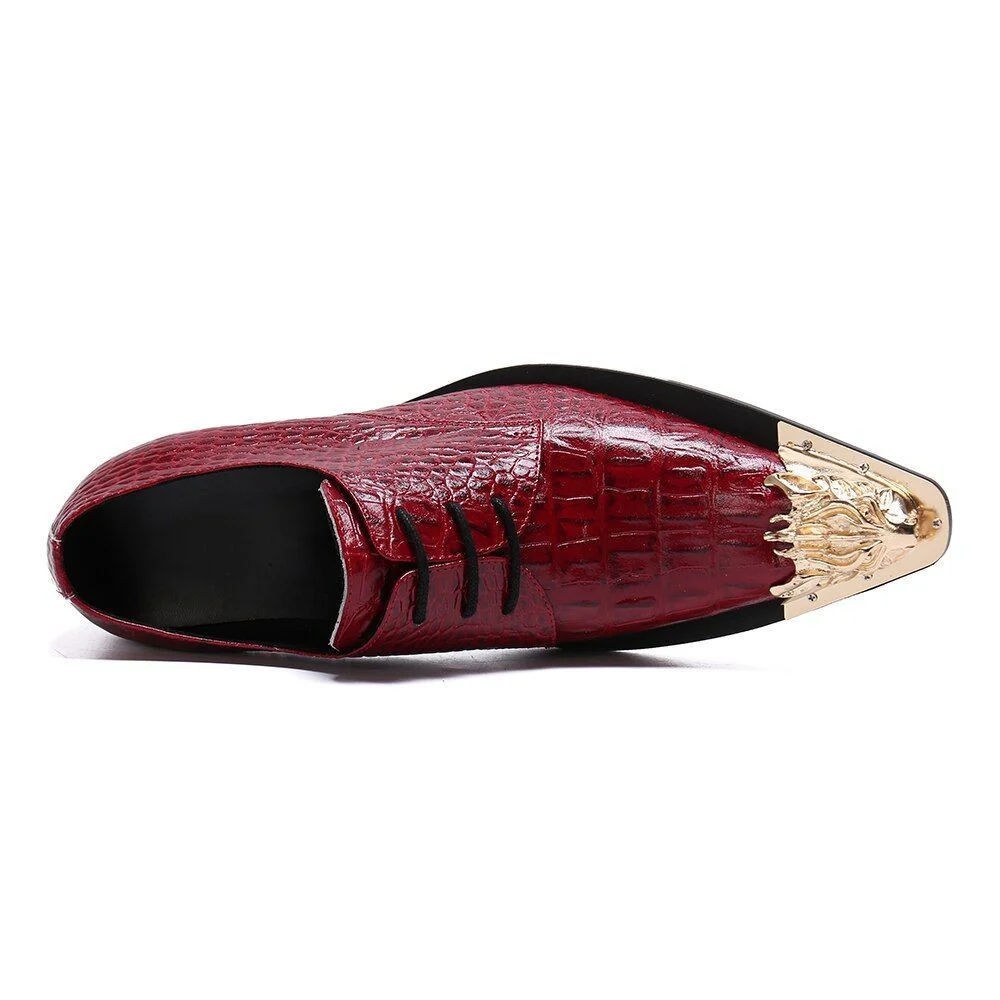 Christia Bella Snake Skin Genuine Leather Business Shoes - Fashion Plus Size Metal Pointed Toe Formal Shoes for Men - Image 3