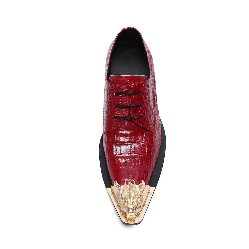 Christia Bella Snake Skin Genuine Leather Business Shoes - Fashion Plus Size Metal Pointed Toe Formal Shoes for Men - Image 4