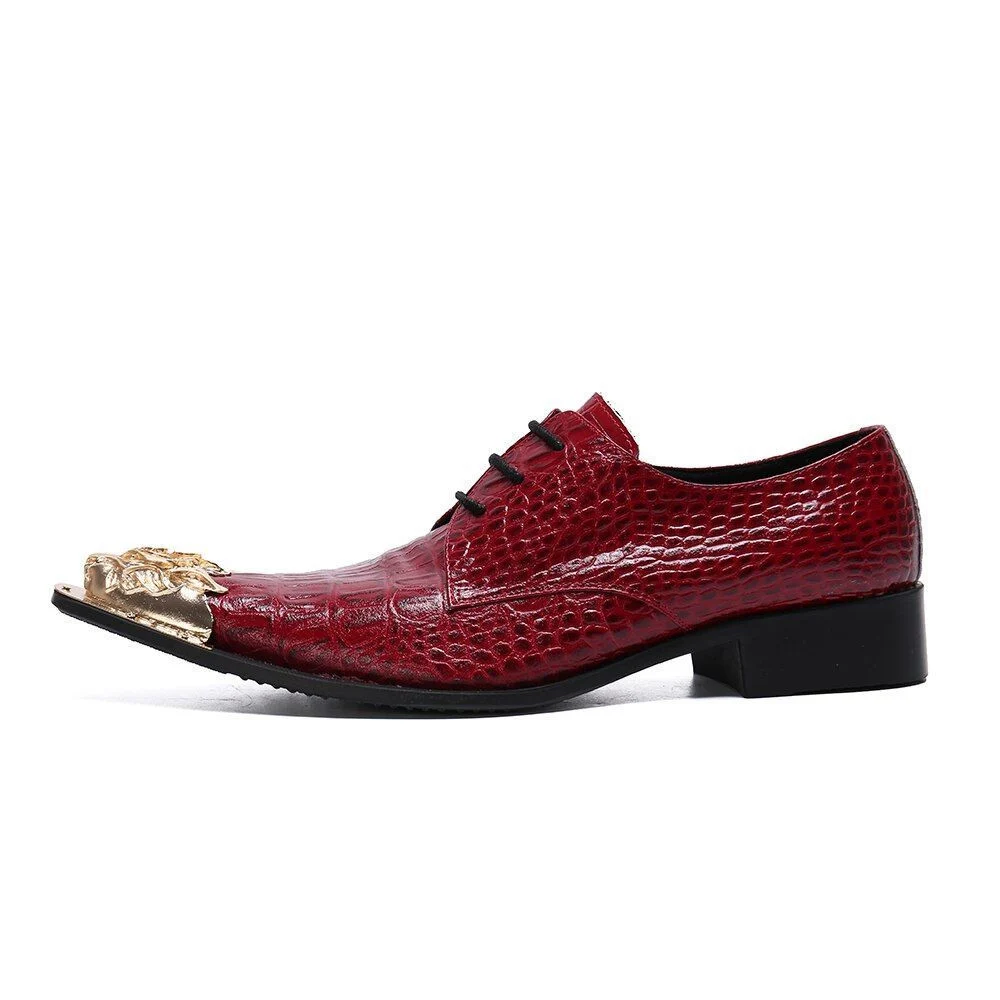 Christia Bella Snake Skin Genuine Leather Business Shoes - Fashion Plus Size Metal Pointed Toe Formal Shoes for Men - Image 2