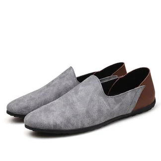 Merkmak Big Size Genuine Leather Slip-On Loafers - Casual Spring & Autumn Moccasins for Men