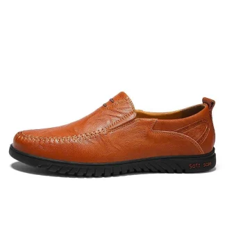 Italian Casual Genuine Leather Loafers - Luxury Breathable Slip-On Moccasins for Men