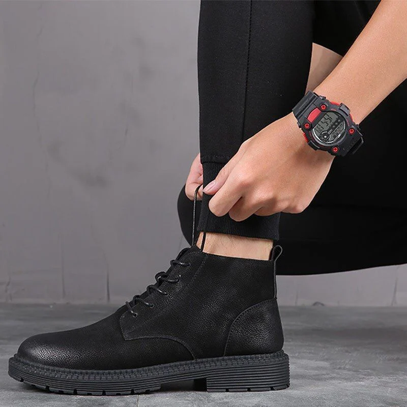 Men's British High Boots - Genuine Leather Outdoor Business Military High-Top Boots - Image 4