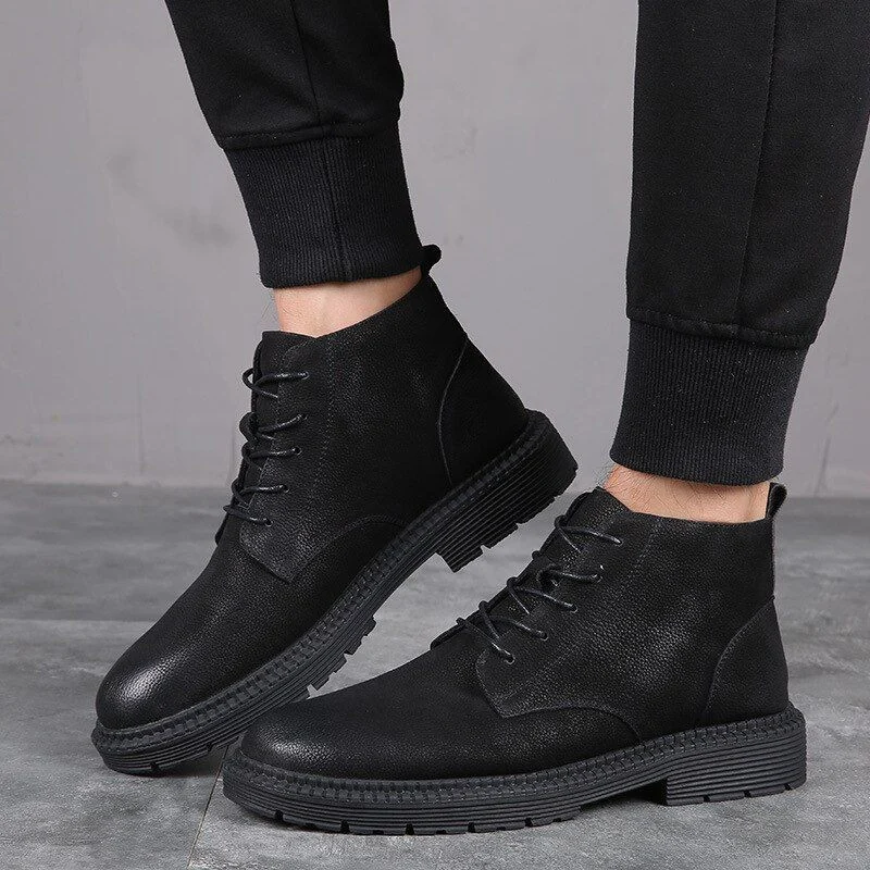 Men's British High Boots - Genuine Leather Outdoor Business Military High-Top Boots - Image 7
