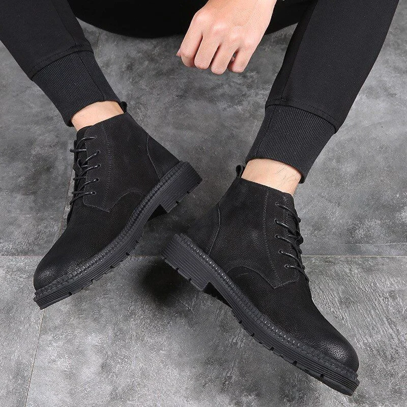Men's British High Boots - Genuine Leather Outdoor Business Military High-Top Boots - Image 2