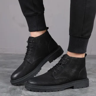 Men's British High Boots - Genuine Leather Outdoor Business Military High-Top Boots